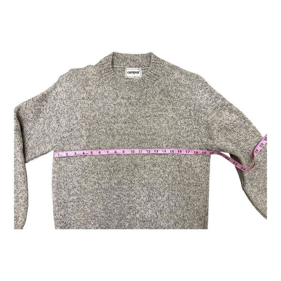 Vintage Campus Ragg Wool Knit Sweater Size M Beige Made in USA Classic Crew Neck - Picture 10 of 11